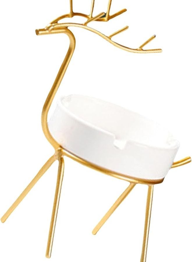 منفضة سجائر خزفية ذهبية على شكل غزال، حامل رماد مبدع للمدخنين، ديكور للمنزل - Image 1